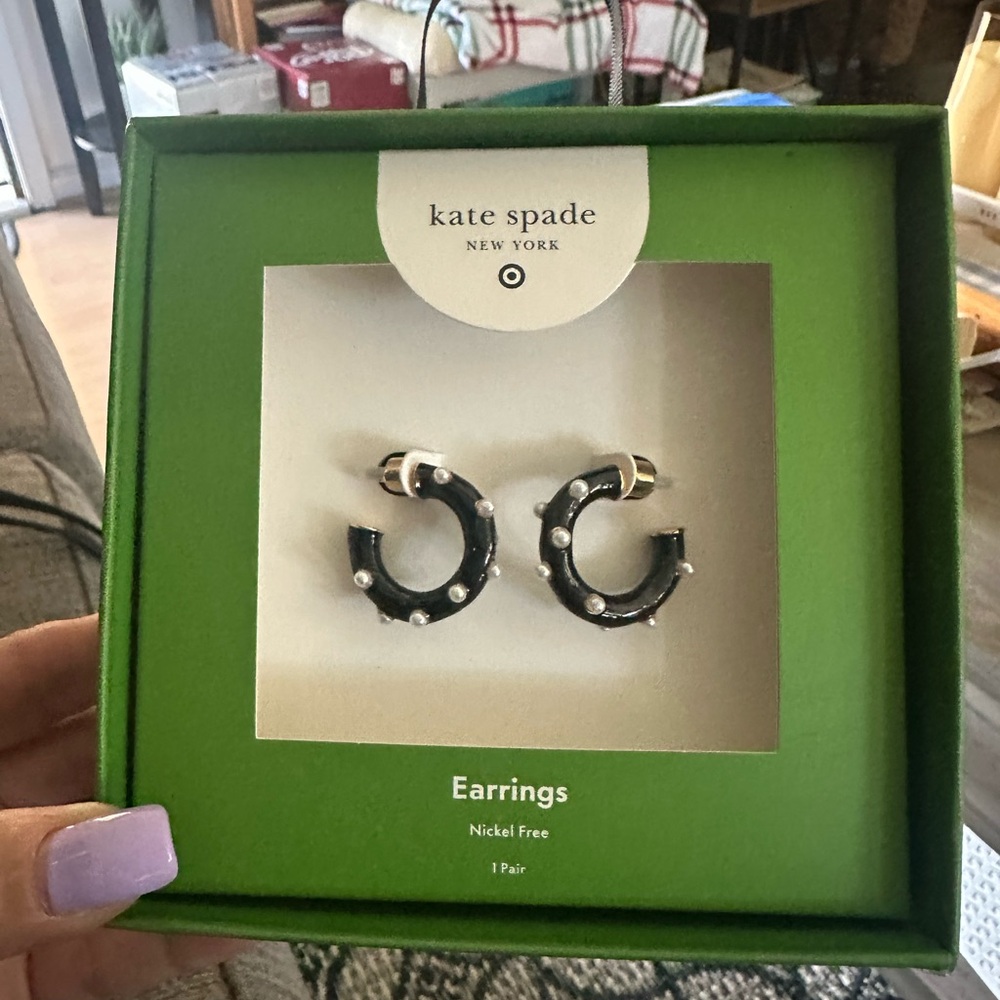 Kate Spade Black Hoop Earrings